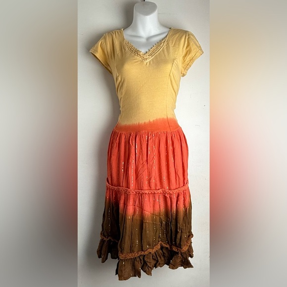 Bohemian Gradient Skirt - Orange and Brown - Picture 1 of 5